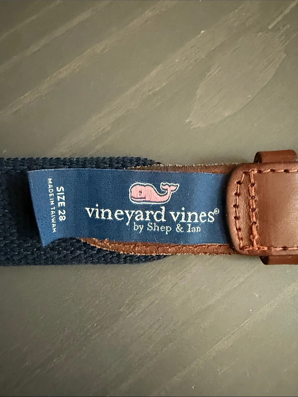 Vineyard Vines Kids Navy American Flag Belt with Leather Trim size 28